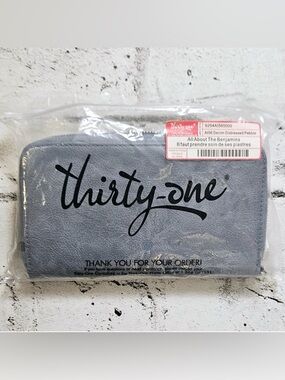 Thirty-One All About the Benjamins Wallet - Denim Distressed Pebble